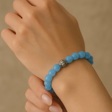 Akuamarin Taşı Bileklik Erkek Kadın Unisex Anneye Babaya Arkadaşa Hediye Doğal Taş Ahşap Kutulu