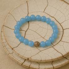 Akuamarin Taşı Bileklik Erkek Kadın Unisex Anneye Babaya Arkadaşa Hediye Doğal Taş Ahşap Kutulu