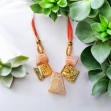 Tasarım Iri Model Kolye Pembe & Gold