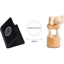Ahşap Mühür 40MM Çap Eklemli Fil Figürlü Tasarım Istampa Hediyeli