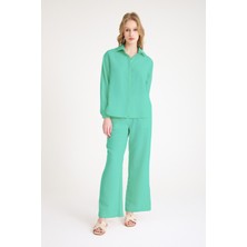 Keten  Günlük Su Yeşili Ikili Takım Alt Üst