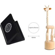 Ahşap Mühür 40MM Çap Eklemli Zürafa Figürlü Istampa Hediyeli