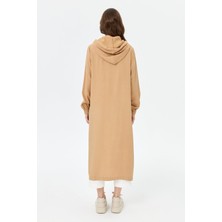 Kapişon Detaylı Uzun Tunik  Vizon