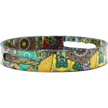 Renkli Yuvarlak Ahşap Tepsi Büyük Boy