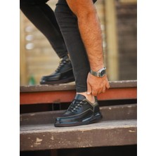 Itallano 0369 Deri Siyah Sneaker Erkek Ayakkabı