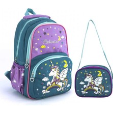 Relxion Ilkokul Çantası Beslenmeli Unicorn Yeşil 1340