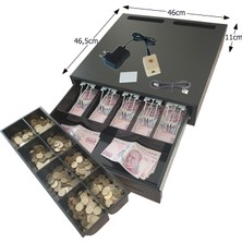 Saypos Açma Butonlu Içi-Dışı Full Metal Ağır Yük Para Çekmecesi 5 Geniş Banknotlu Ekstra Büyük 46X46,5X11CM