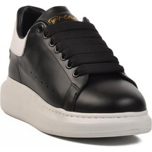 Ayakmod Premium 02028 M Beyaz-Siyah-Beyaz Hakiki Deri Erkek Sneaker
