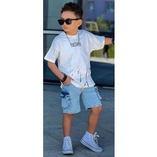 Cg Kids Future Baskı Basic Mavi Komando Cepli Şort Erkek Çocuk Alt Üst Takım