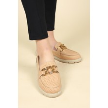 Birikon Metal Halkalı Delikli Loafer NUT