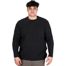 ModeXL Erkek Kazak Bisiklet Yaka Antrasit Renkli Desenli 6XL Büyük Beden Günlük Kullanım