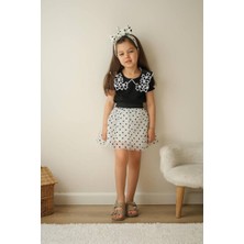 Canlook Puantiyeli Tütü Etekli Kız Çocuk Takım Beyaz - 3-4 Yaş