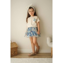 Canlook Zambak Model Kız Çocuk Kısa Kollu Etekli Takım Mavi - 3-4 Yaş