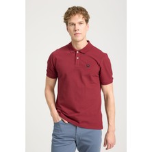 Wrangler W7D5K4XX2T606 Bordo Erkek Regular Fit Normal Kesim Polo Yaka %100 Pamuk Tişört