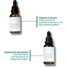 Glowmolecules Nemlendirici ve Aydınlatıcı 3'lü Cilt Bakım Seti - C Vitamini Serum - Hyaluronic Asit Serum - Nemlendirici Krem