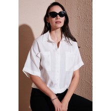 Lela  Regular Fit Cep Detaylı Kısa Kollu Gömlek Bayan Gömlek 6778568