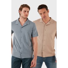 Buratti Pamuklu Regular Fit Kısa Kollu 2'li Paket Gömlek Erkek Gömlek 5902640S2