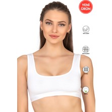 Özkan 27407 Kadın Pamuklu Likralı Çıkarılabilir Pedli Balensiz Süprem Kumaş Rahat Kalın Askılı Sütyen Büstiyer