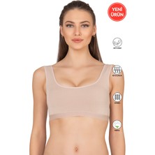 Özkan 27407 Kadın Pamuklu Likralı Çıkarılabilir Pedli Balensiz Süprem Kumaş Rahat Kalın Askılı Sütyen Büstiyer