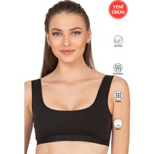 Özkan 27407 Kadın Pamuklu Likralı Çıkarılabilir Pedli Balensiz Süprem Kumaş Rahat Kalın Askılı Sütyen Büstiyer