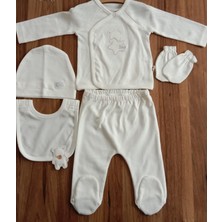 Caramell  Cute Bear ( Ayıcıklı) Ekru, Bej, Gri, Mavi Renk Çeşitli Erkek 5li Hastane Çıkışı 1454