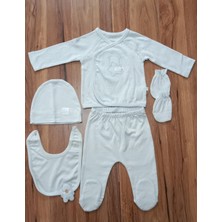 Caramell  Cute Bear ( Ayıcıklı) Ekru, Bej, Gri, Mavi Renk Çeşitli Erkek 5li Hastane Çıkışı 1454