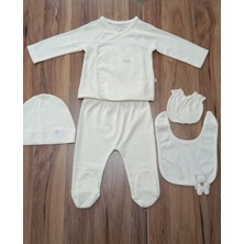 Caramell  Cute Bear ( Ayıcıklı) Ekru, Bej, Gri, Mavi Renk Çeşitli Erkek 5li Hastane Çıkışı 1454