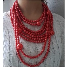 Lüks Elegant Çoklu Inci Kolye
