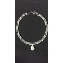 Kalın Zincir Yamuk Incili Kolye