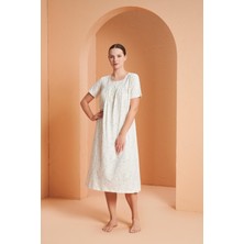 Pjs Kadın Çiçek Desenli Düğmeli Yaka Kısa Kol Gecelik