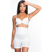 Miraxx Beyaz Mı Emay 2075 Yüksek Bel Desenli Double Kısa Paça Korse