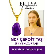 Sertifikalı Ham Işlenmemiş Mor Çeroit Taşı Kolye – Ruhsal Şifa, Denge ve Dönüşüm Taşı