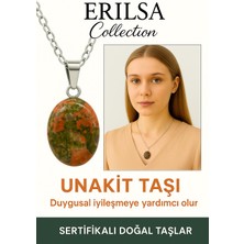 Sertifikalı Oval Unakit Taşı Kolye – Duygusal Şifa, Dengeli Enerji ve Doğal Zarafet