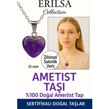 Sertifikalı Kalp Model Mini Ametist Kolye – Sakinlik, Arınma ve Zihinsel Netlik Taşı