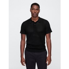 Gap Erkek Siyah Polo Yaka Kroşe T-Shirt
