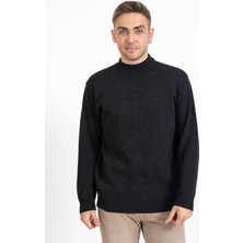 Mutlu City Erkek Orta Yaş ve Üzeri Sıkı Dokuma Triko Örgü Akrilik Kışlık Baba Yarım Balıkçı Yaka Kazak 2050-FÜME