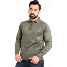 Mutlu City Erkek Ince Yün Triko Örgü Regular Kalıp Polo Yaka Baba Kazak Bluz 5015