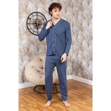 Mutlu City Erkek Boydan Düğmeli Pamuk Pijama Takımı 16511