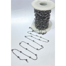 Hayalperest Boncuk Antrasit Füme Metal Toplu Kolye Zinciri 25 mt