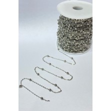 Hayalperest Boncuk Gümüş Renk Metal Toplu Kolye Zinciri 10 mt