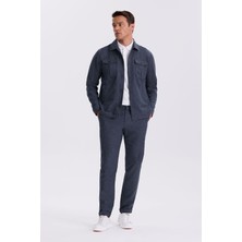 Jakamen Lacivert Slim Fit Bebe Yaka Cepli Spor Takım Elbise