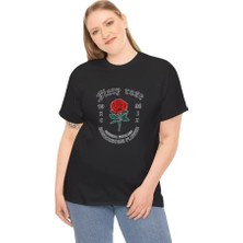 Nidam Butik Unisex Bisiklet Yaka Baskılı T-Shirt - Siyah