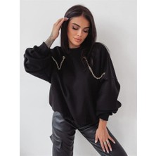 Nidam Butik Kadın Uzun Kollu Zincir Detay Iki Iplik Bluz