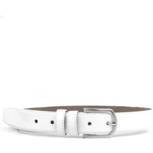 Rakerplus Beyaz Cilt 3 cm Erkek Çocuk Klasik Kemer