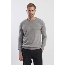Jakamen Gri Slim Fit Bisiklet Yaka Triko Kazak