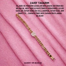 Hazemy Altın Yaldızlı Taş Detaylı Bileklik, Xupıng Vip Kararmaz ve Solmaz Çelik Bileklik