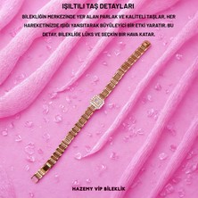 Hazemy Altın Yaldızlı Taş Detaylı Bileklik, Xupıng Vip Kararmaz ve Solmaz Çelik Bileklik