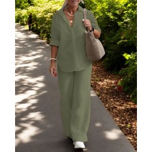 Barbora Gömlek Pantolon Yazlık Rahat Keten Takım