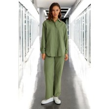 Barbora Gömlek Pantolon Rahat İkili Keten Takım