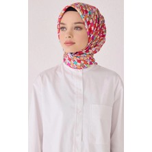 Belli Tivil İpek Eşarp 4059 - 33 Pembe Karışık Desen